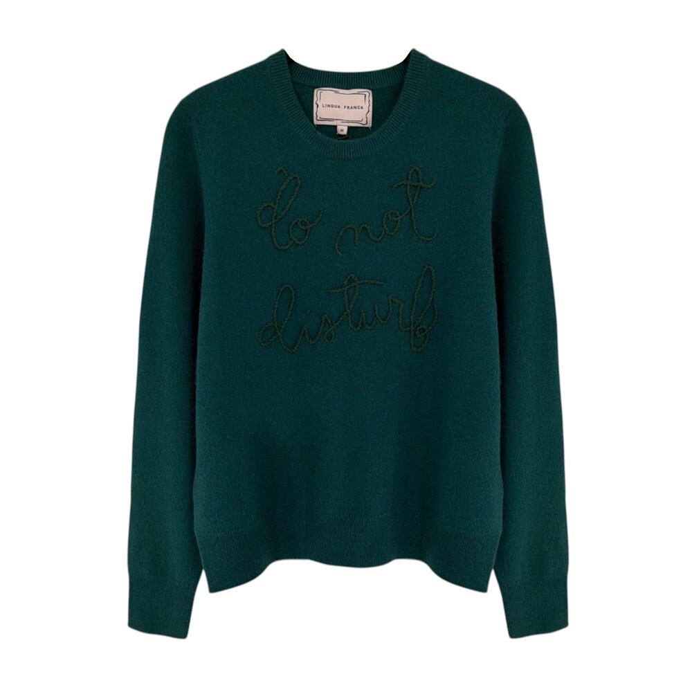 LINGUA FRANCA Do Not Disturb Cashmere Crewneck Sweater in Hunter M